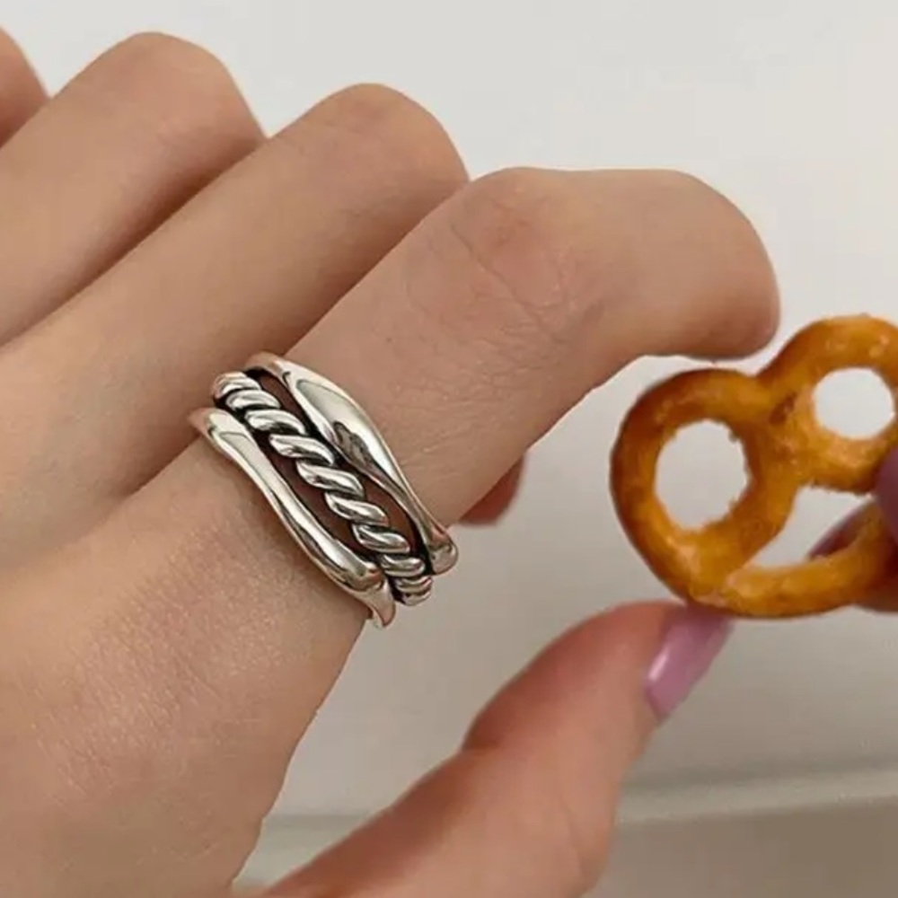 ⚡️Insta sterling silver three layers twist ring